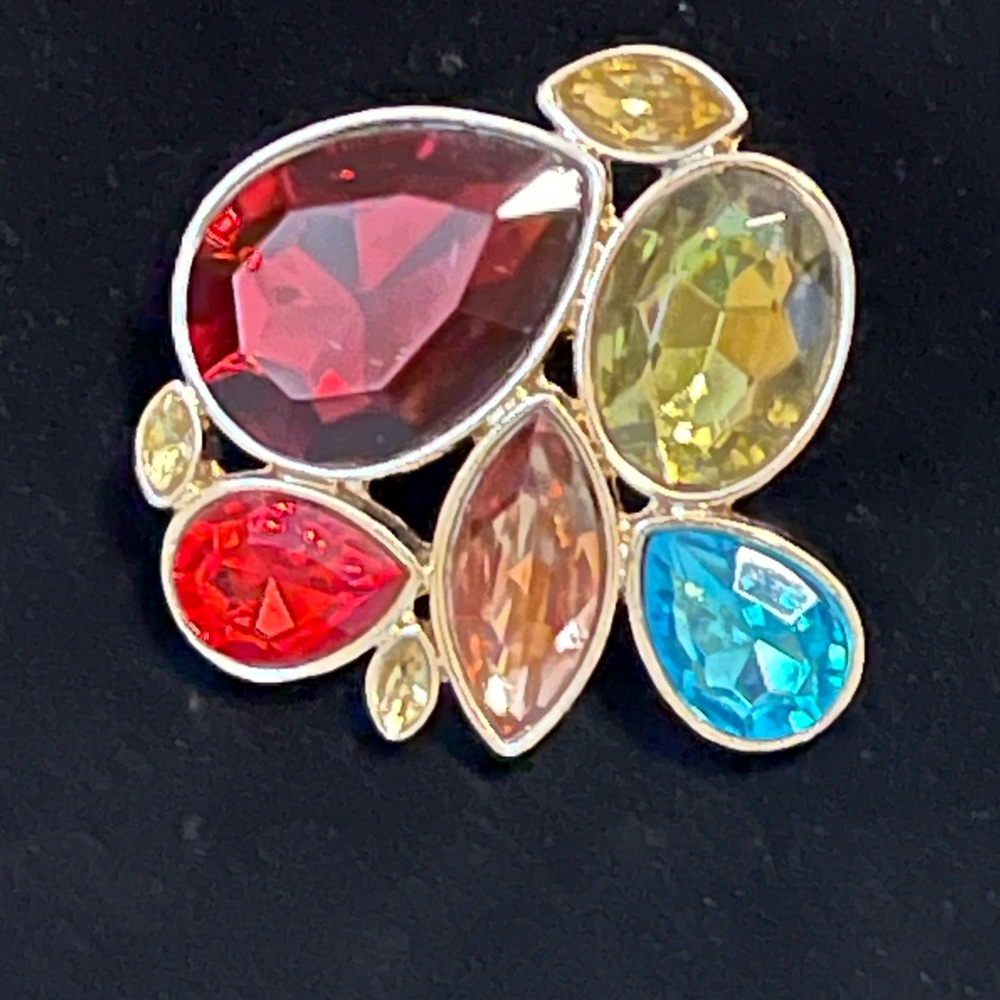 Vibrant Multi-Color Gemstone Statement Brooch A-14 - image 3